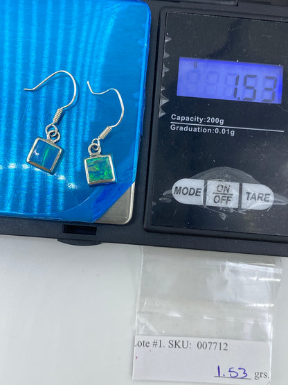 Aretes Ópalo de Fuego Verde Olivo Plata 925 Taxco — foto 6