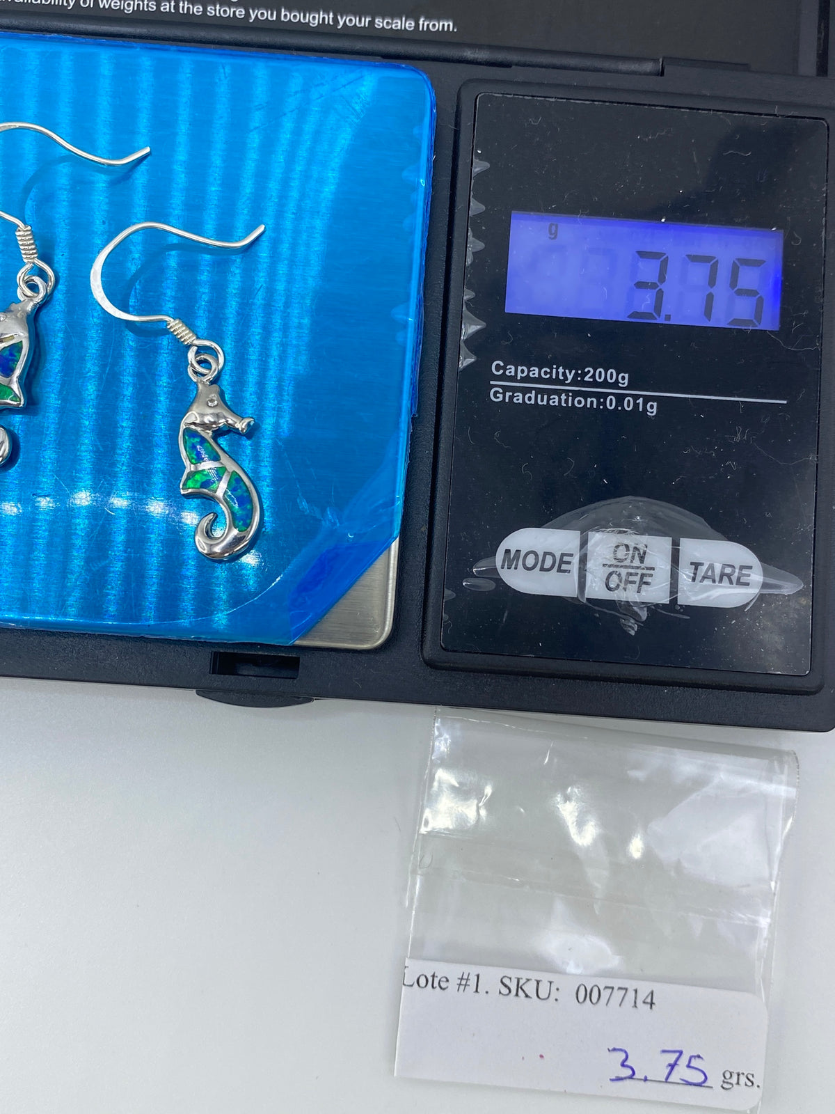Aretes de Plata Caballito Marino con Ópalo de Fuego — foto 6