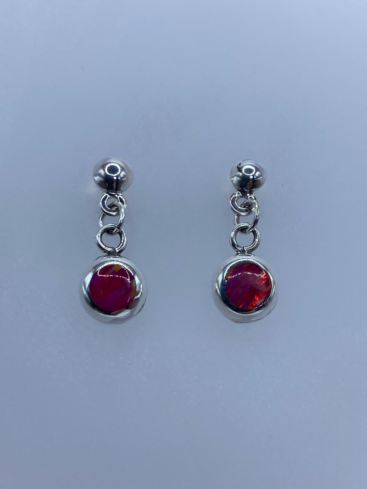 Aretes colgantes de plata 925 con esferas de ópalo de fuego en tonos rosa y naranja