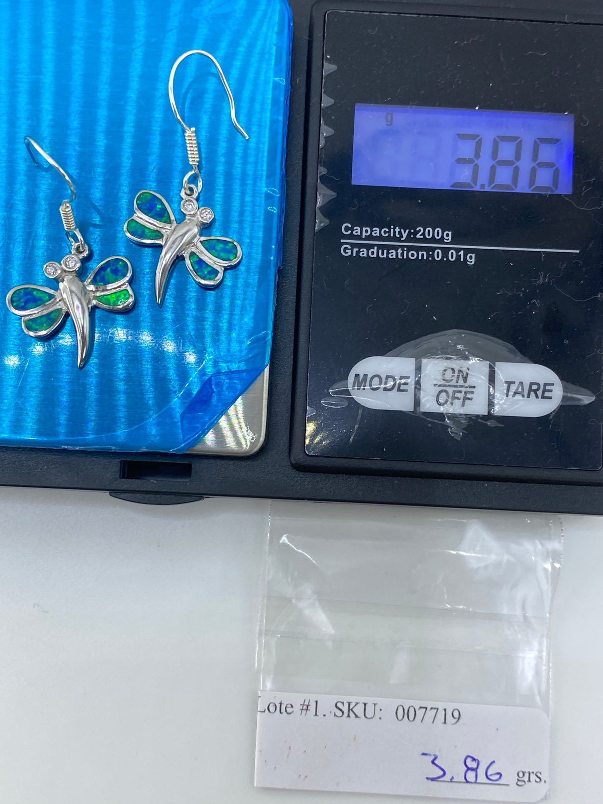 Aretes Libélula Plata 925 con Ópalo de Fuego — Taxco — foto 6
