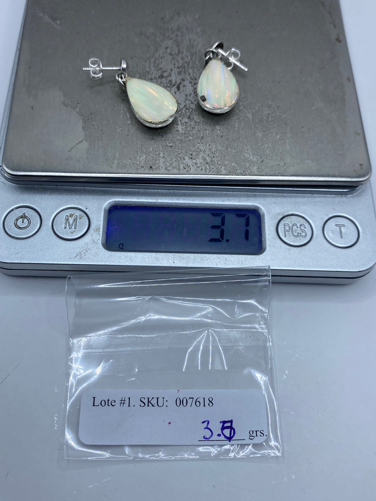 Aretes Plata Ópalo de Fuego Blanco — Taxco 925 — foto 6
