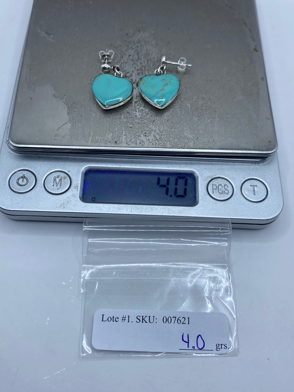 Aretes de Plata con Turquesa Azul Cielo — Corazón Taxco 925 — foto 6