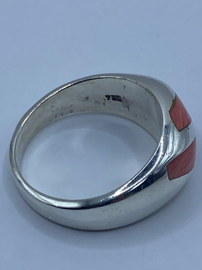 Anillo de Plata 925 con Coral — Taxco Engastado a Mano — foto 5