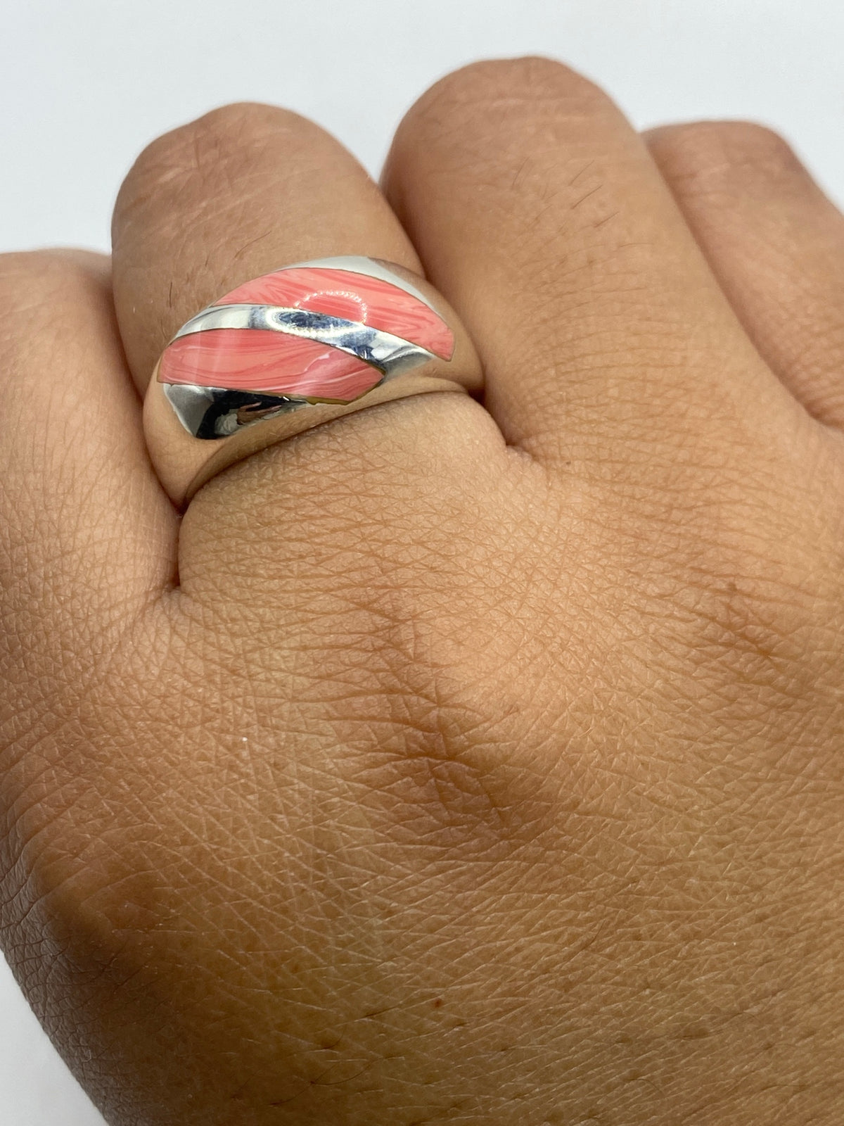 Anillo de Plata 925 con Coral — Taxco Engastado a Mano — foto 6