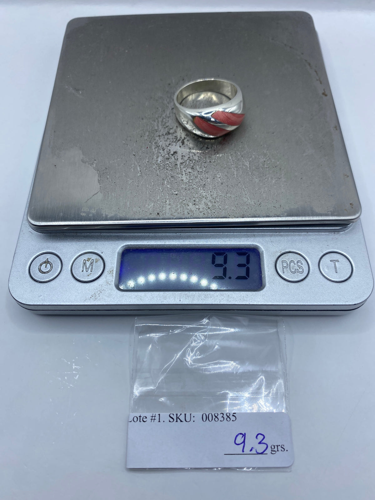 Anillo de Plata 925 con Coral — Taxco Engastado a Mano — foto 7