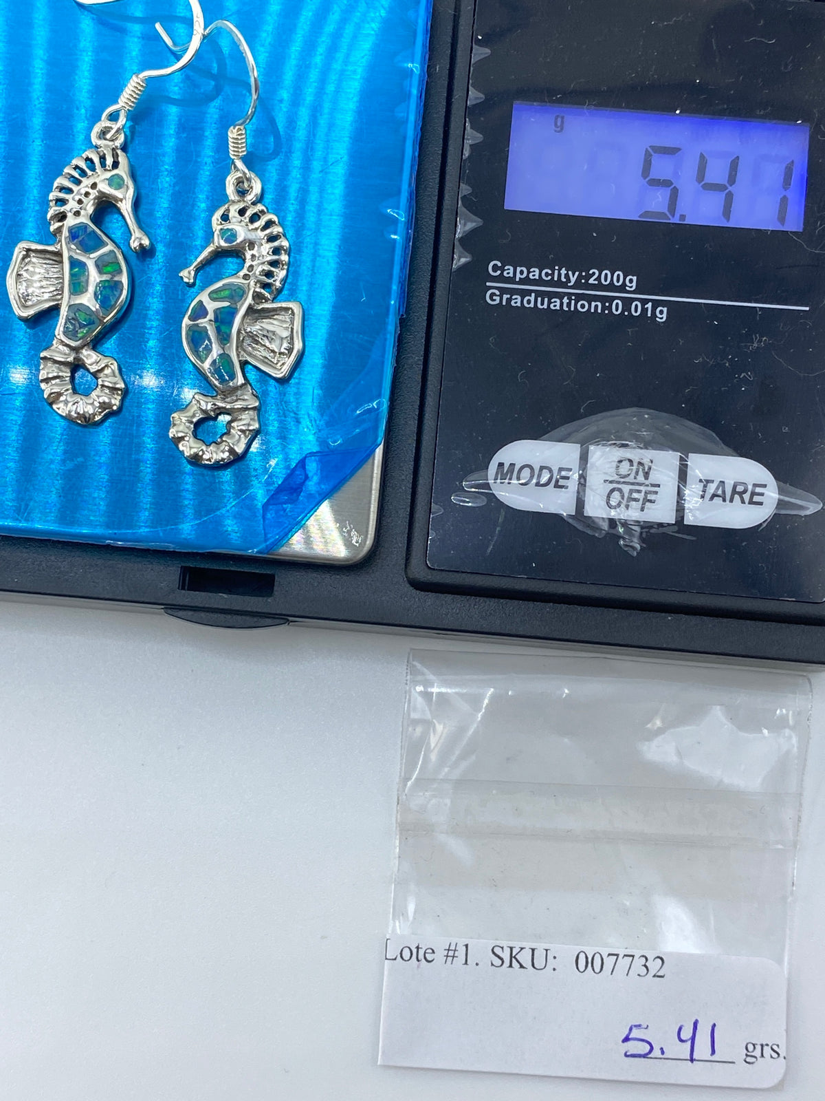 Aretes Caballito de Mar Opalo de Fuego Verde — Plata 950 — foto 6