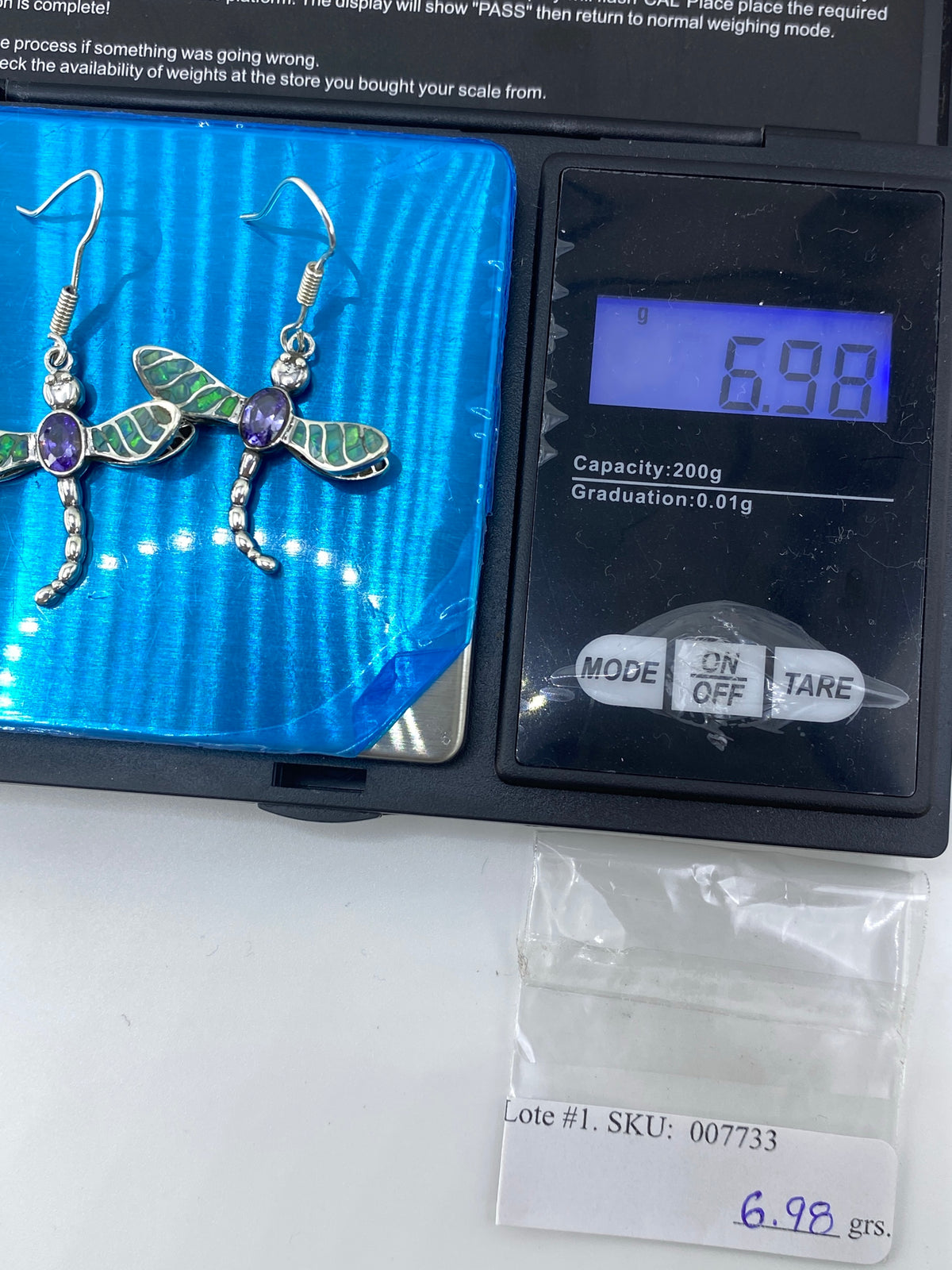 Aretes de Plata Libélula con Ópalo de Fuego y Circonia — Taxco 950 — foto 6