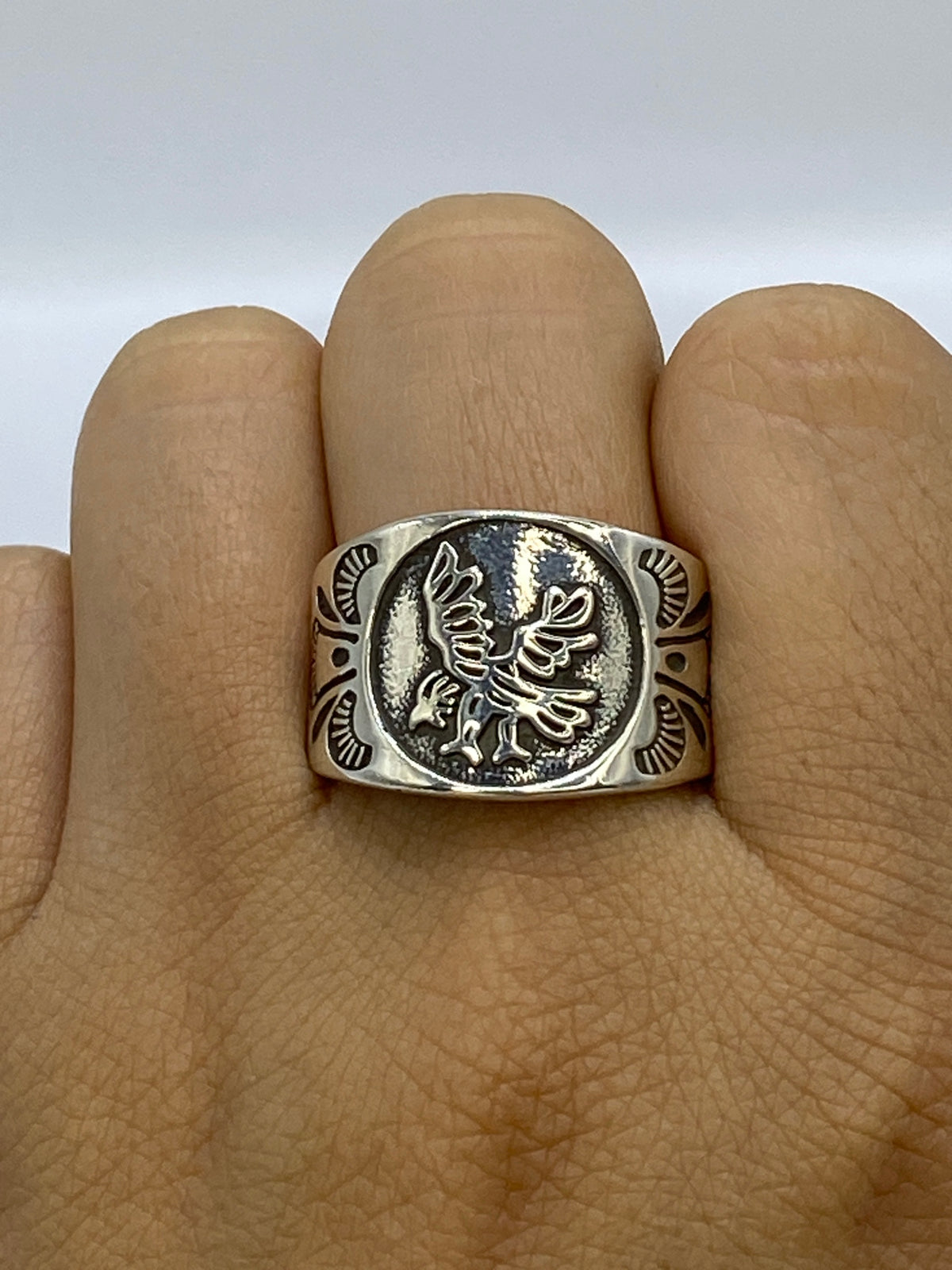 Anillo Plata Repujado Águila Heráldica — Taxco 925 — foto 6