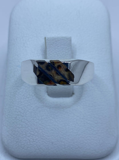 Anillo de plata 925 con piedra café engastada, talla 9, visto desde arriba