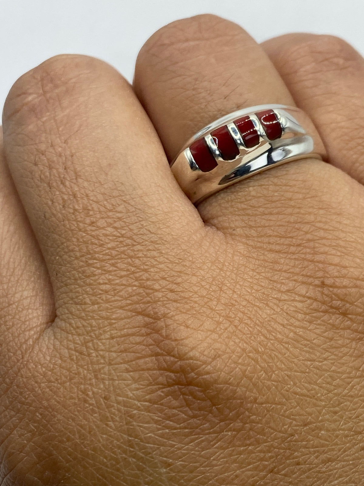 Anillo de Plata con Coral Rojo — Taxco 925 — foto 6