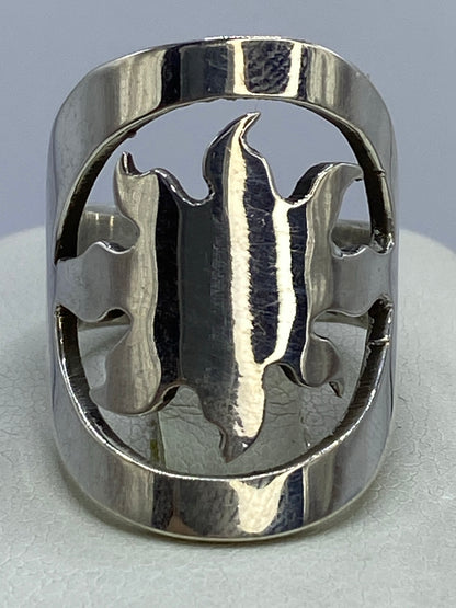 Anillo de plata 925 con calado geométrico abierto, frente