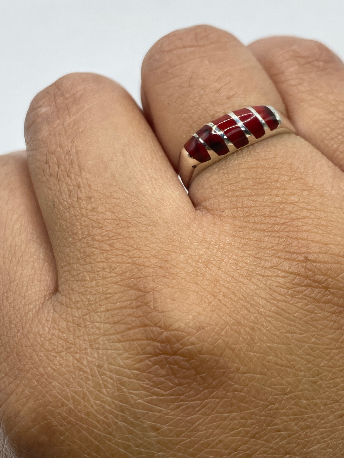 Anillo de Plata 950 con Coral Rojo — Taxco — foto 6