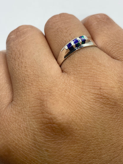 Anillo de Plata 925 con Piedra Azul — Taxco Engaste a Mano — foto 5