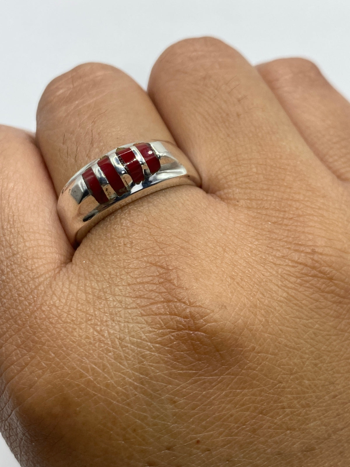 Anillo de Plata con Coral Rojo — Taxco 925 — foto 6