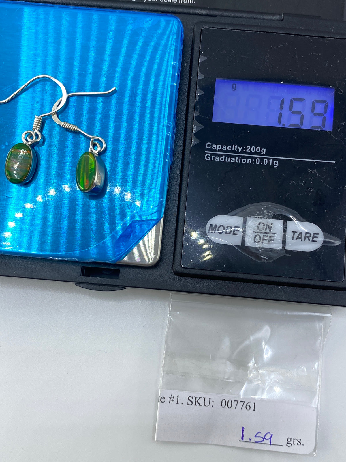 Aretes de Plata con Ópalo de Fuego Verde — Taxco 950 — foto 6