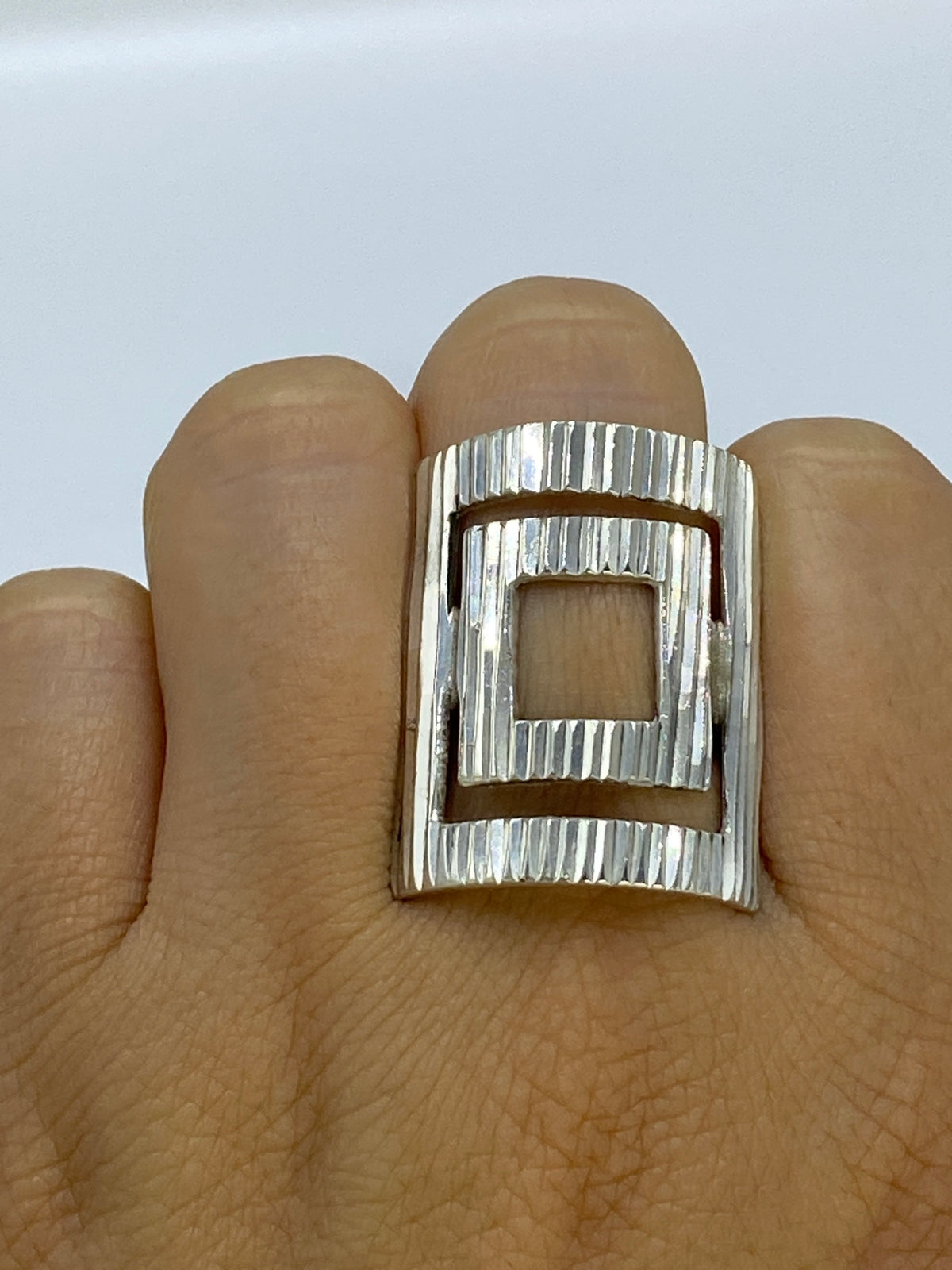 Anillo de Plata Cartoneado Geométrico — Taxco 925 — foto 6