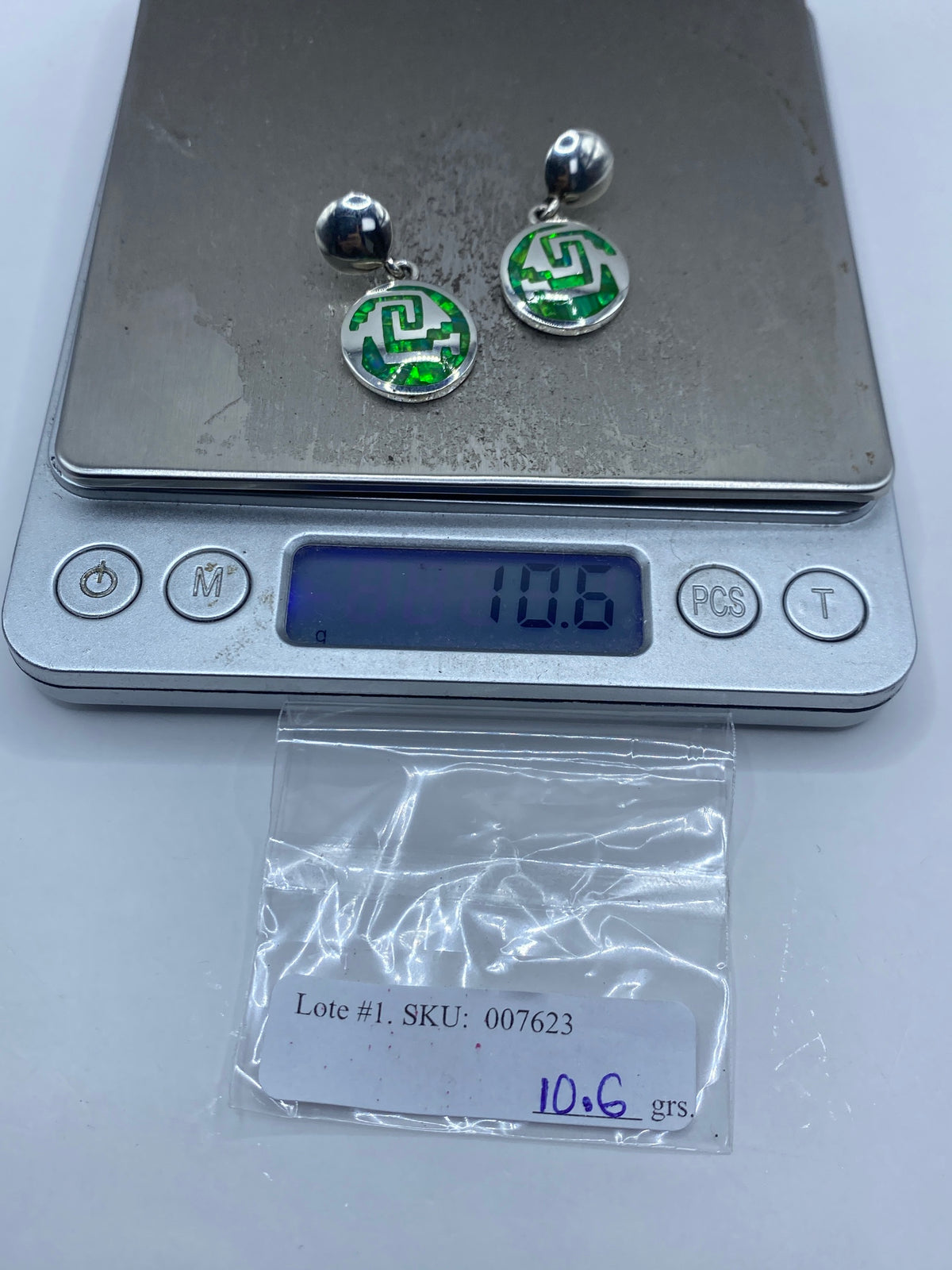 Aretes de Plata con Incrustación Prehispánica — Taxco 950 — foto 6