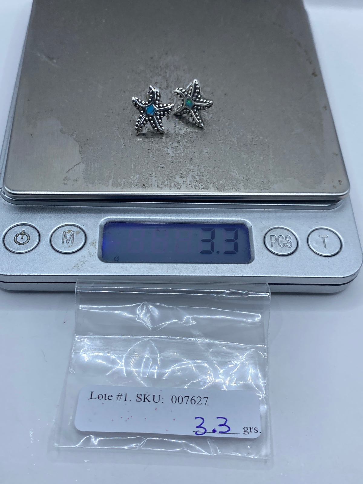 Aretes Estrella de Mar Plata con Ópalo Azul — Taxco 925 — foto 6