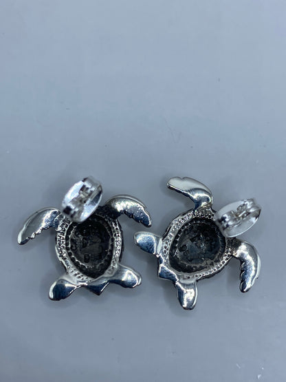 Aretes Tortuga Plata 950 con Ópalo de Fuego Azul — foto 5