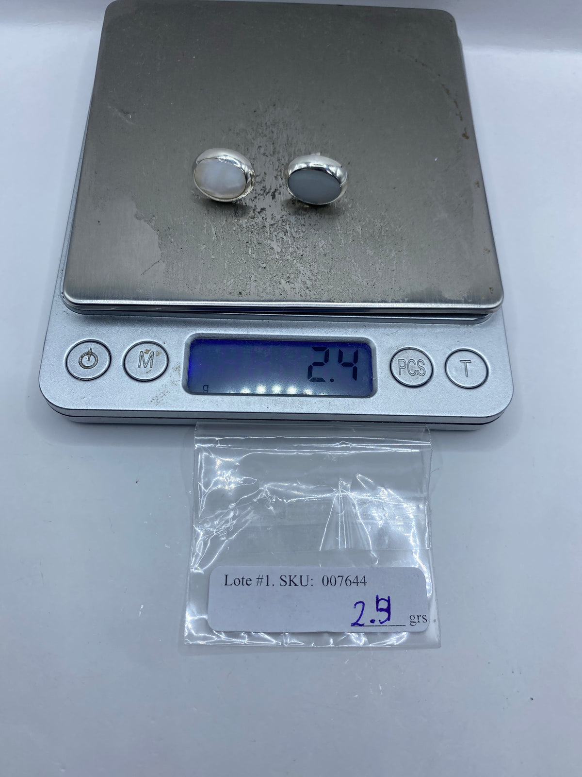 Aretes de Plata con Madre Perla Blanca — Taxco 925 — foto 6