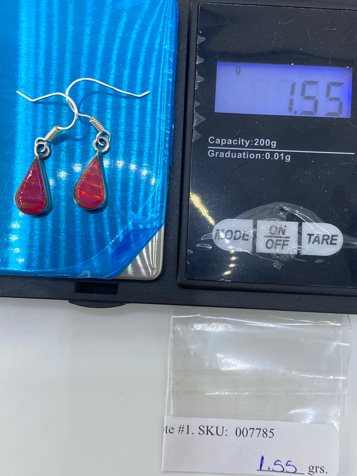Aretes de Plata 950 con Ópalo de Fuego Rosa — Taxco — foto 6