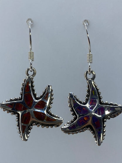 Par de aretes de plata 950 con ópalo multicolor vistos en escala de medida