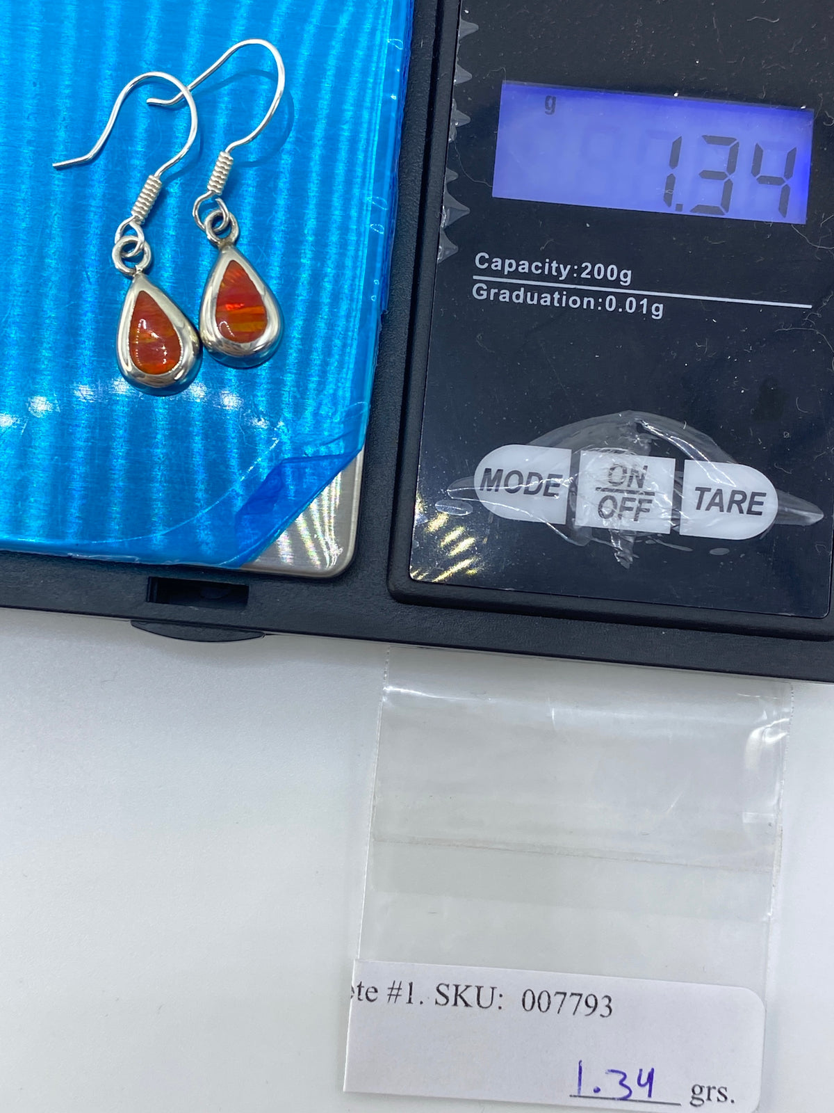 Aretes de Plata con Ópalo de Fuego Naranja — Taxco 925 — foto 6