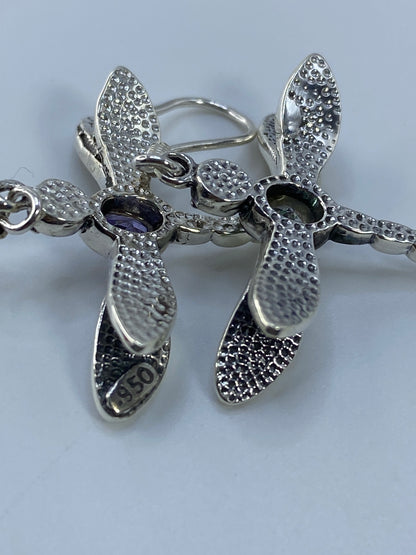 Aretes Libélula Plata 950 Ópalo de Fuego y Circonia — foto 5