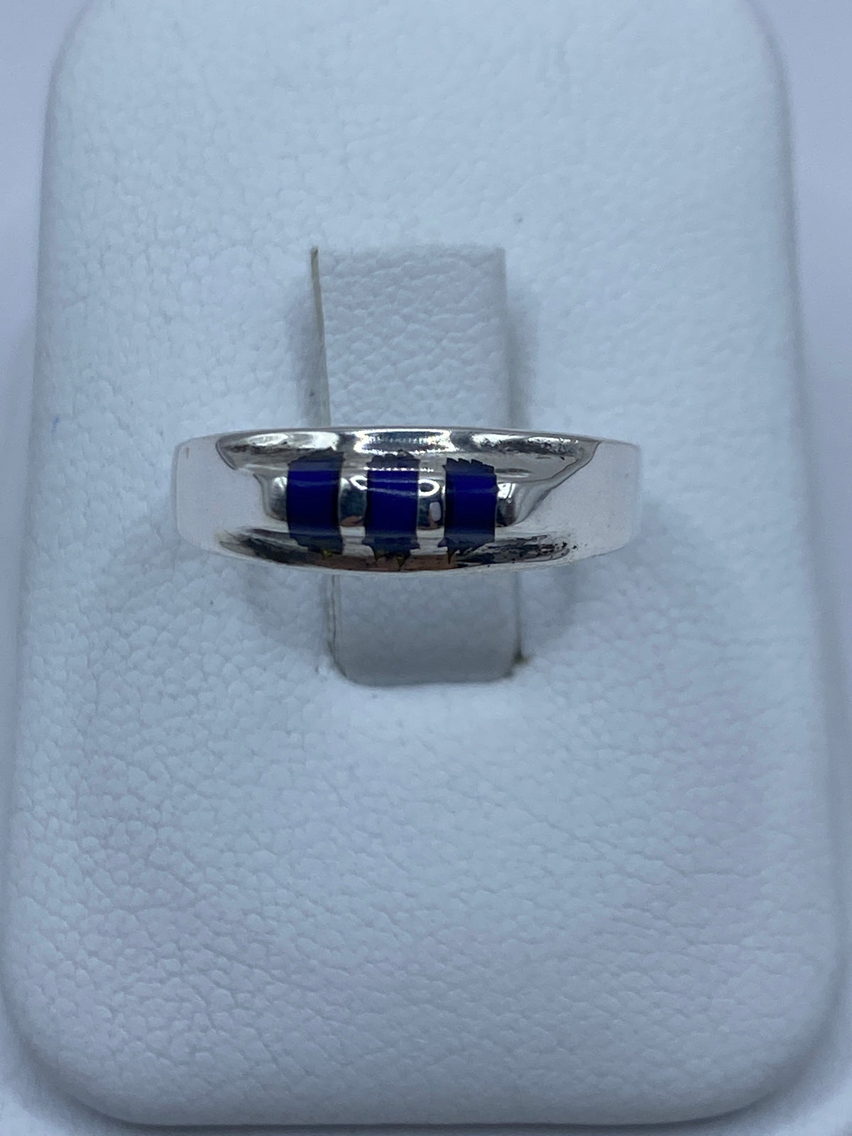 Anillo de plata 925 con lapislazuli azul en estuche blanco