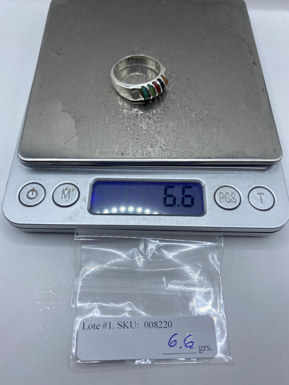 Anillo de Plata con Turquesa, Coral y Ónix — Taxco 925 — foto 7