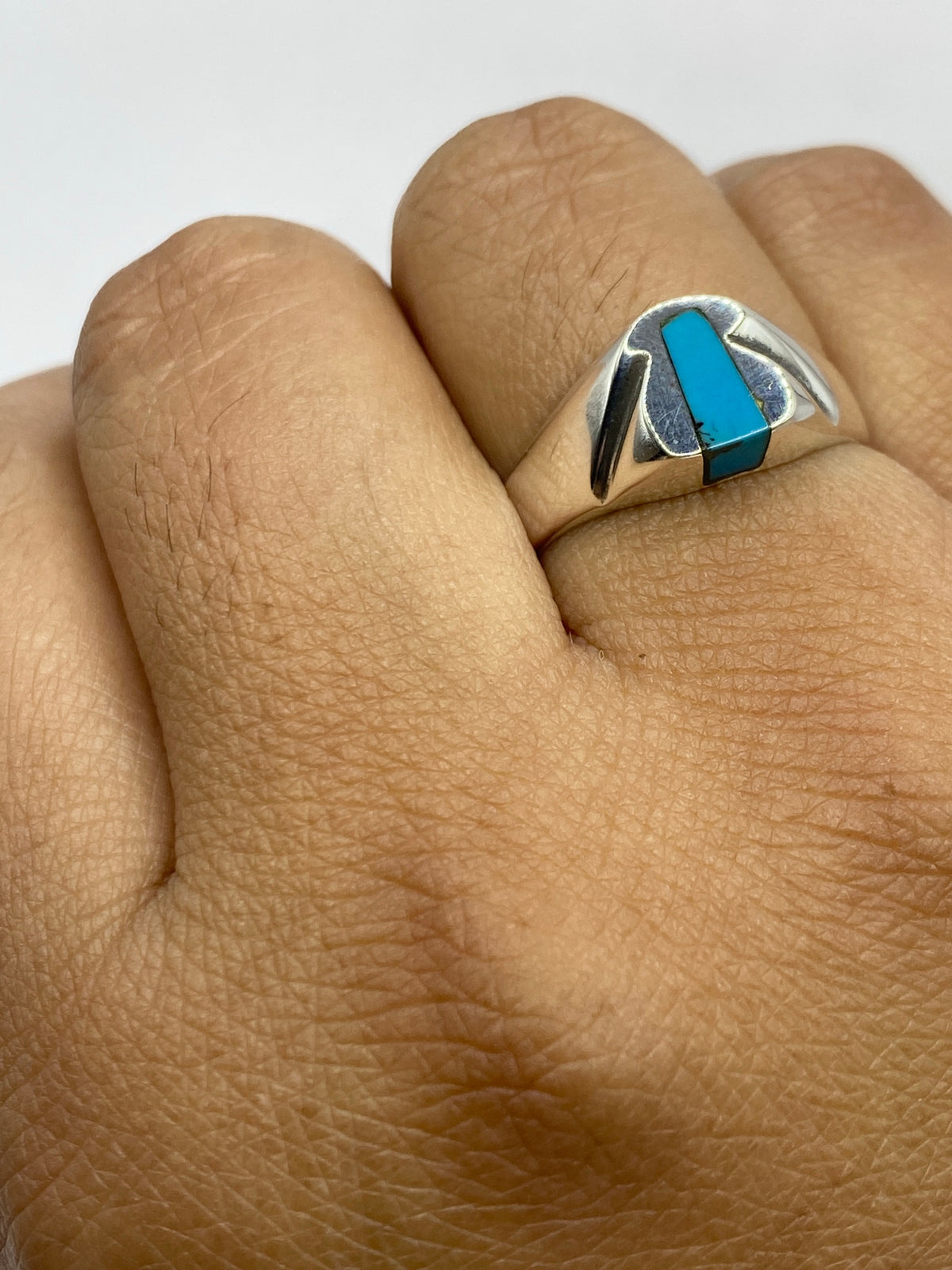 Anillo de Plata con Turquesa Azul Cielo — Taxco 925 — foto 6