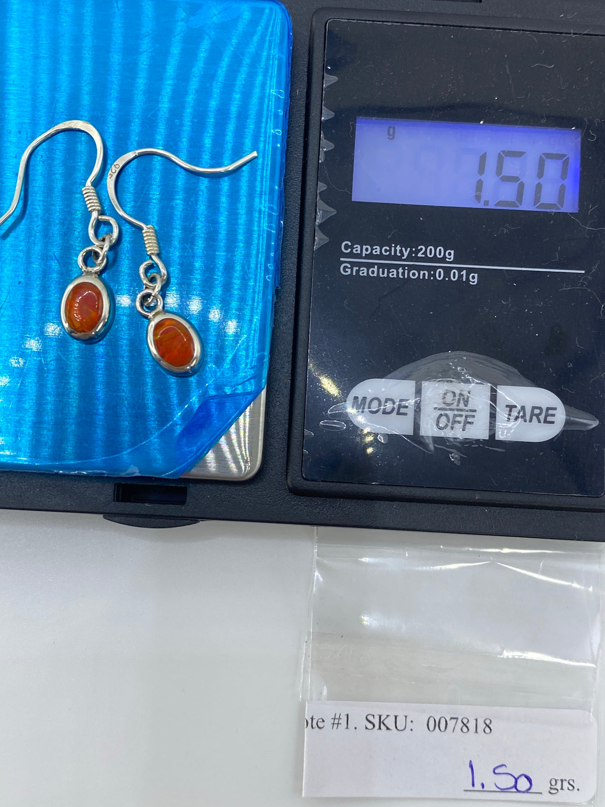 Aretes Plata Ópalo de Fuego Naranja — Taxco 950 — foto 6