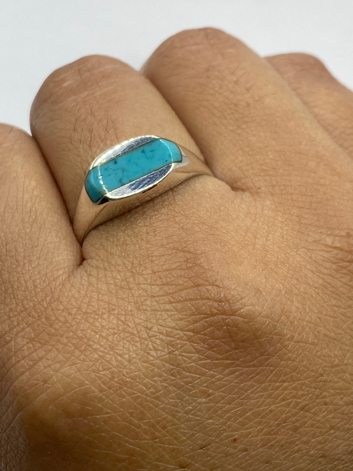 Anillo de Plata con Turquesa Azul Cielo — Taxco 925 — foto 6