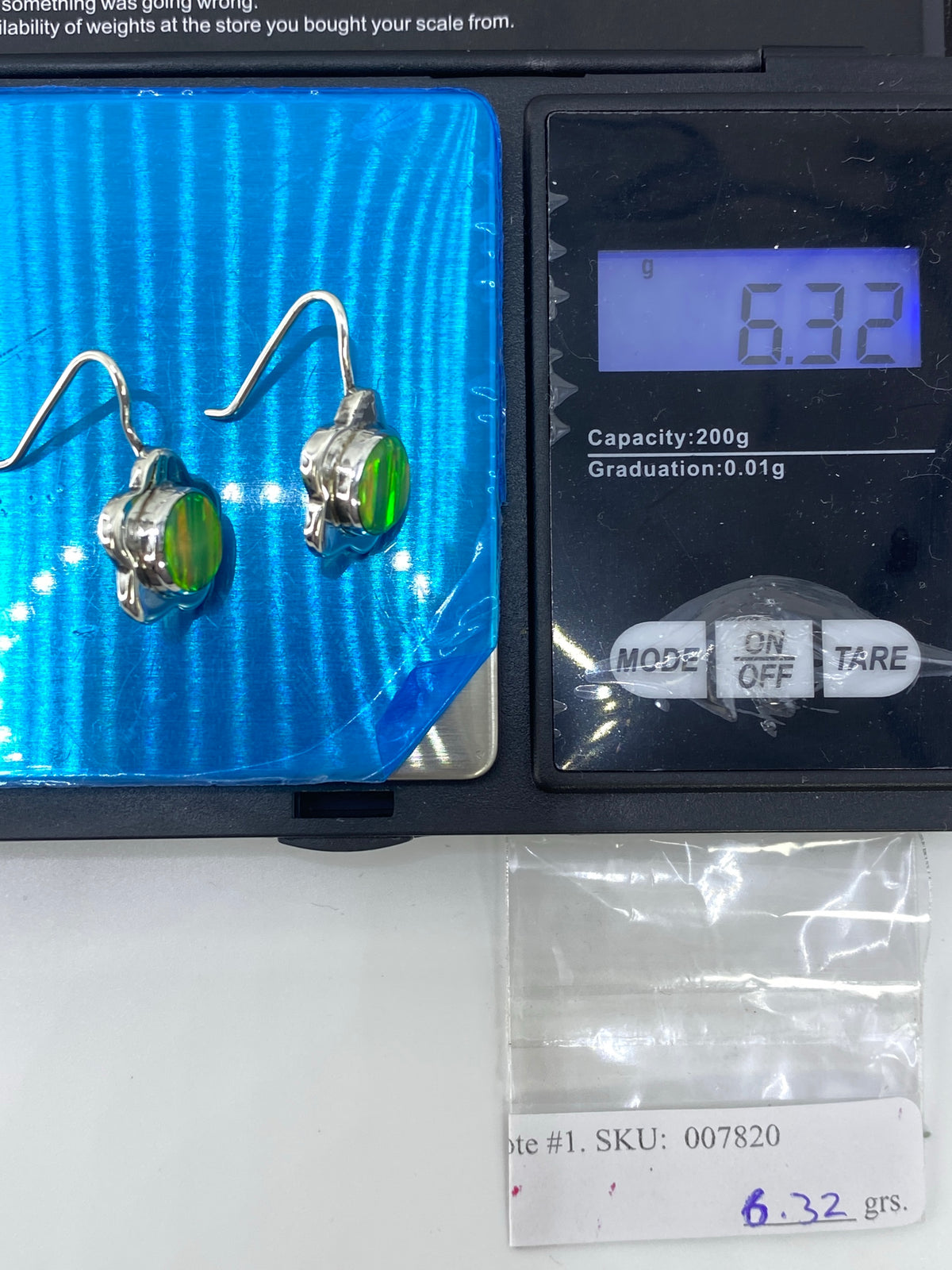 Aretes de Plata con Ópalo de Fuego Verde — Taxco 950 — foto 6