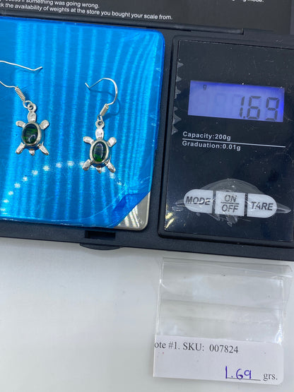 Aretes de Plata Tortuga con Ópalo de Fuego Verde — foto 6