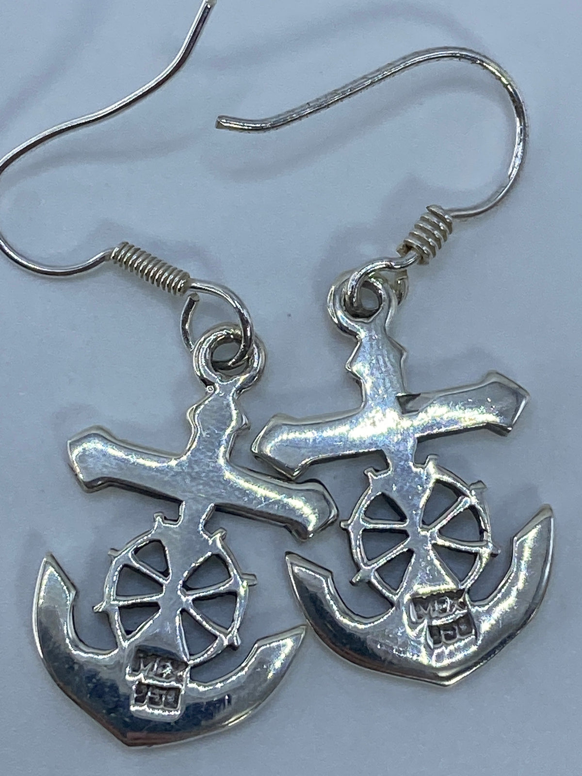 Aretes Cruz Marinera con Ópalo de Fuego Rosa — Plata 950 — foto 5
