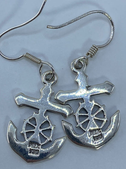 Aretes Cruz Marinera con Ópalo de Fuego Rosa — Plata 950 — foto 5