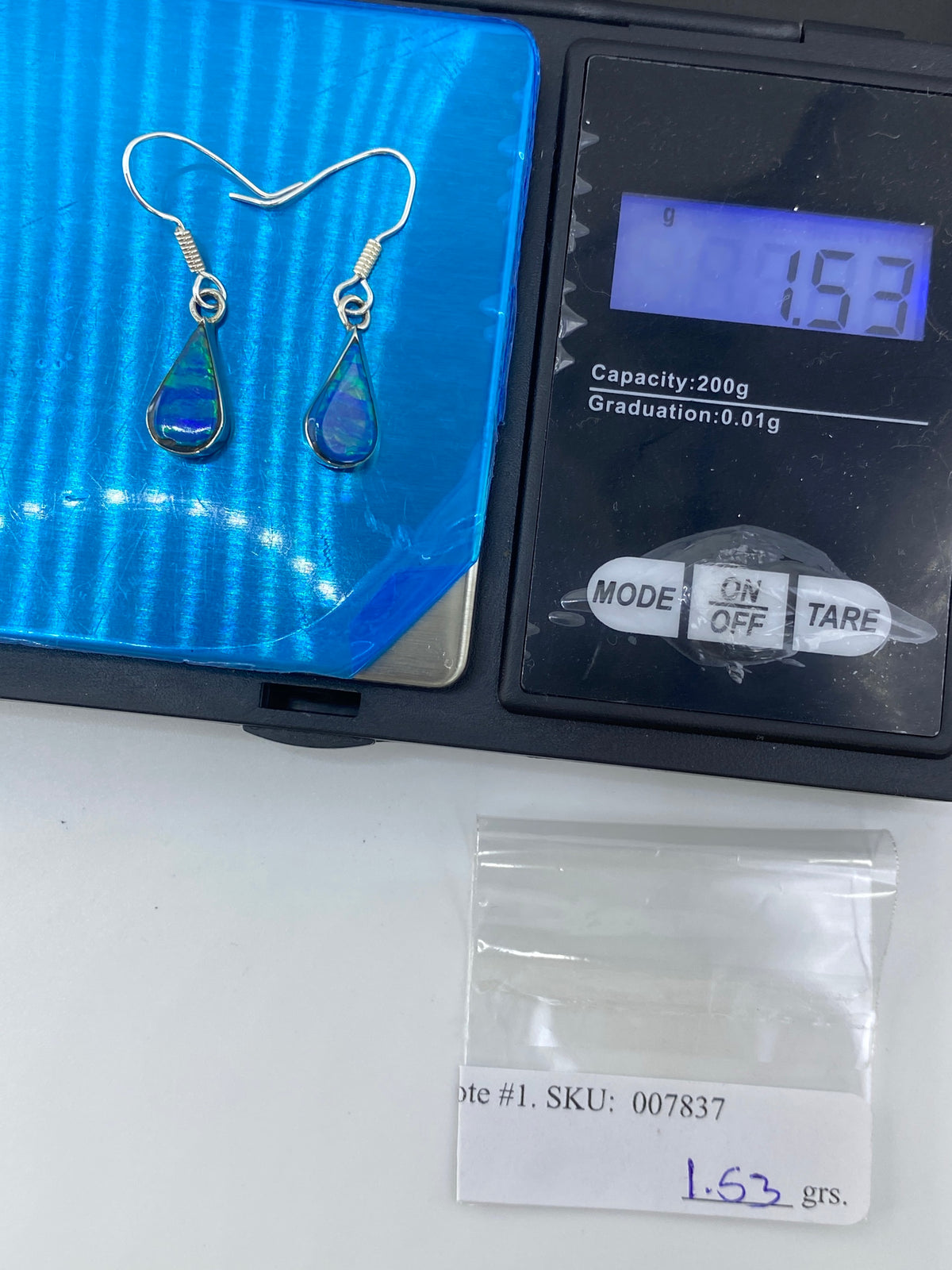 Aretes de Plata 950 con Opalo de Fuego Verde — foto 6