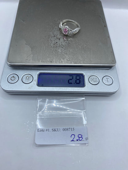 Anillo Circonia Rosa y Micro-Circonia Blanca de Plata 925 — foto 7