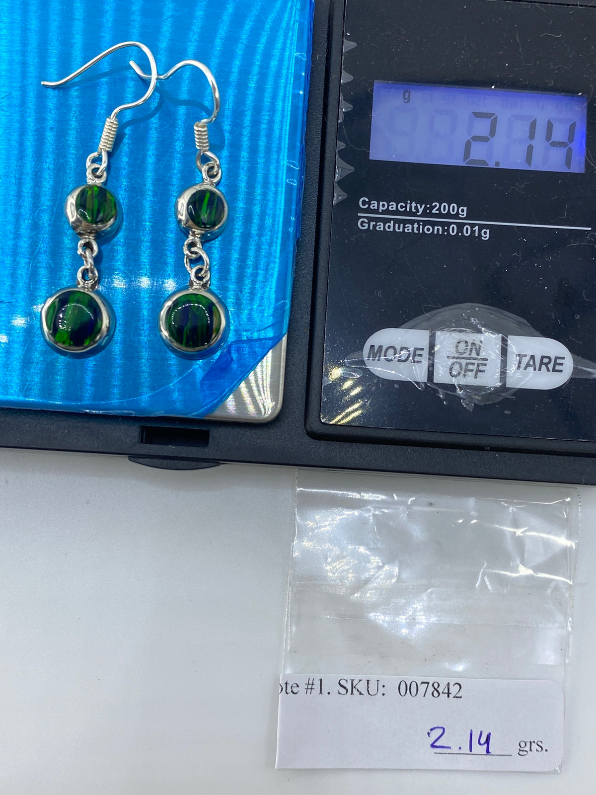 Aretes de Plata con Ópalo de Fuego Verde — Taxco 925 — foto 6