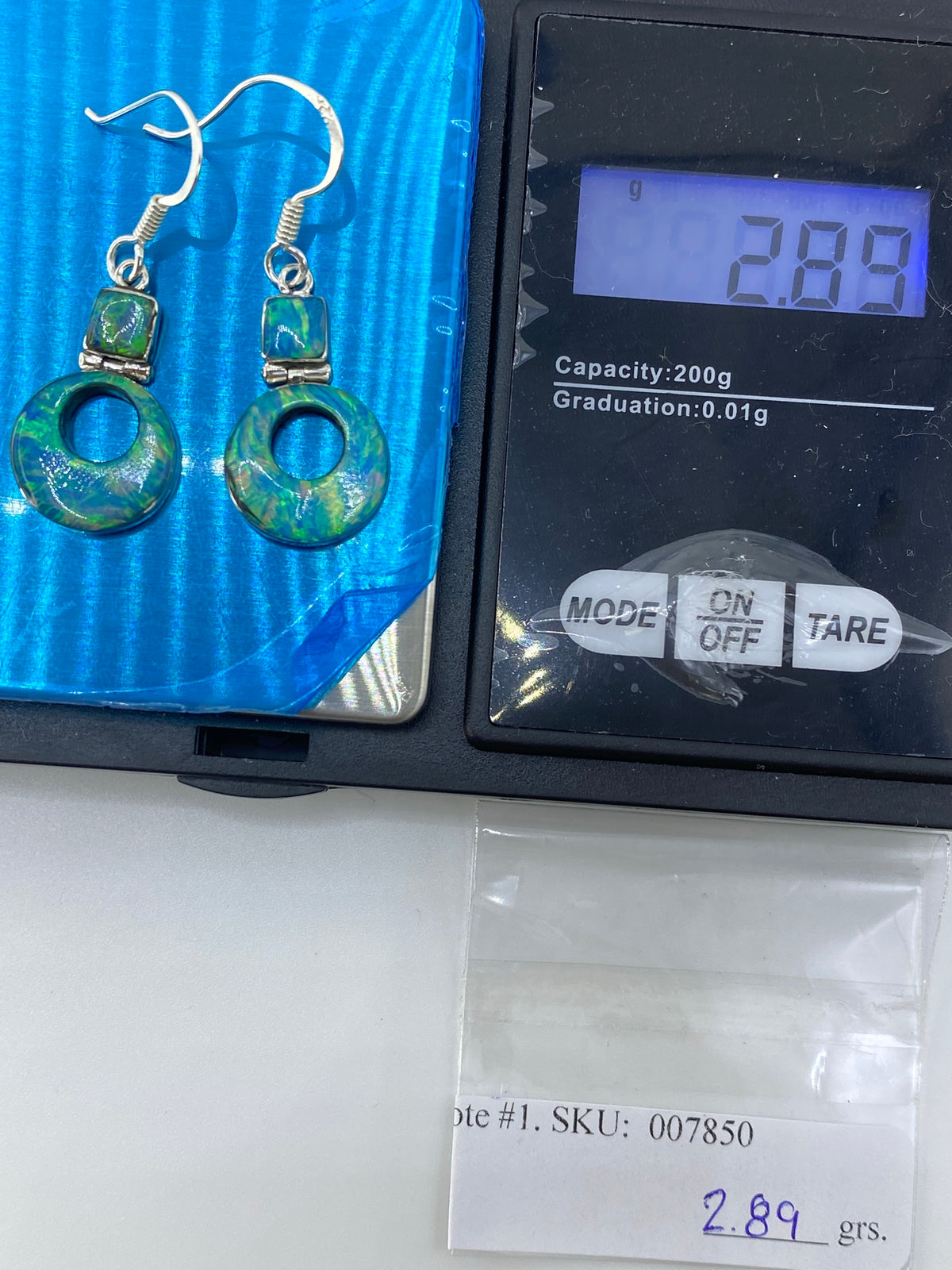 Aretes de Plata con Ópalo de Fuego Verde Olivo — Taxco 950 — foto 6