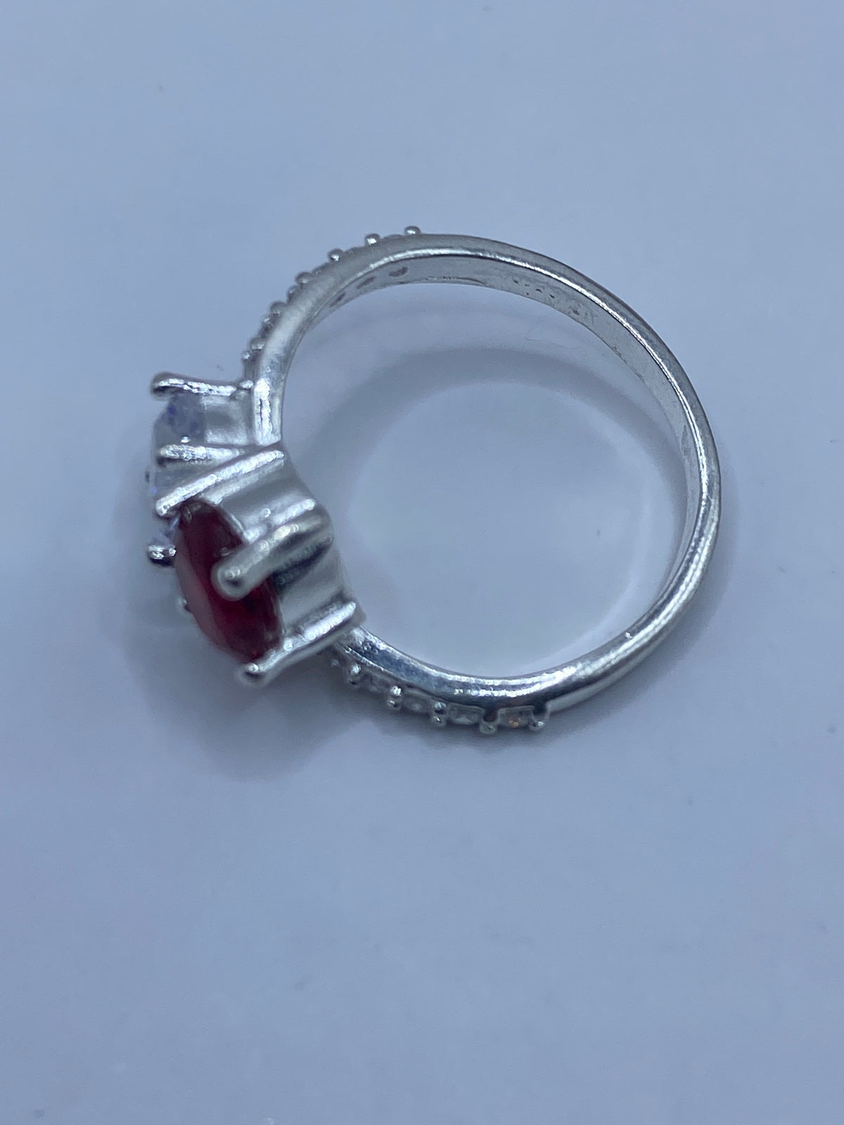 Anillo de Plata Dual Circonia Roja y Blanca — Taxco 925 — foto 5