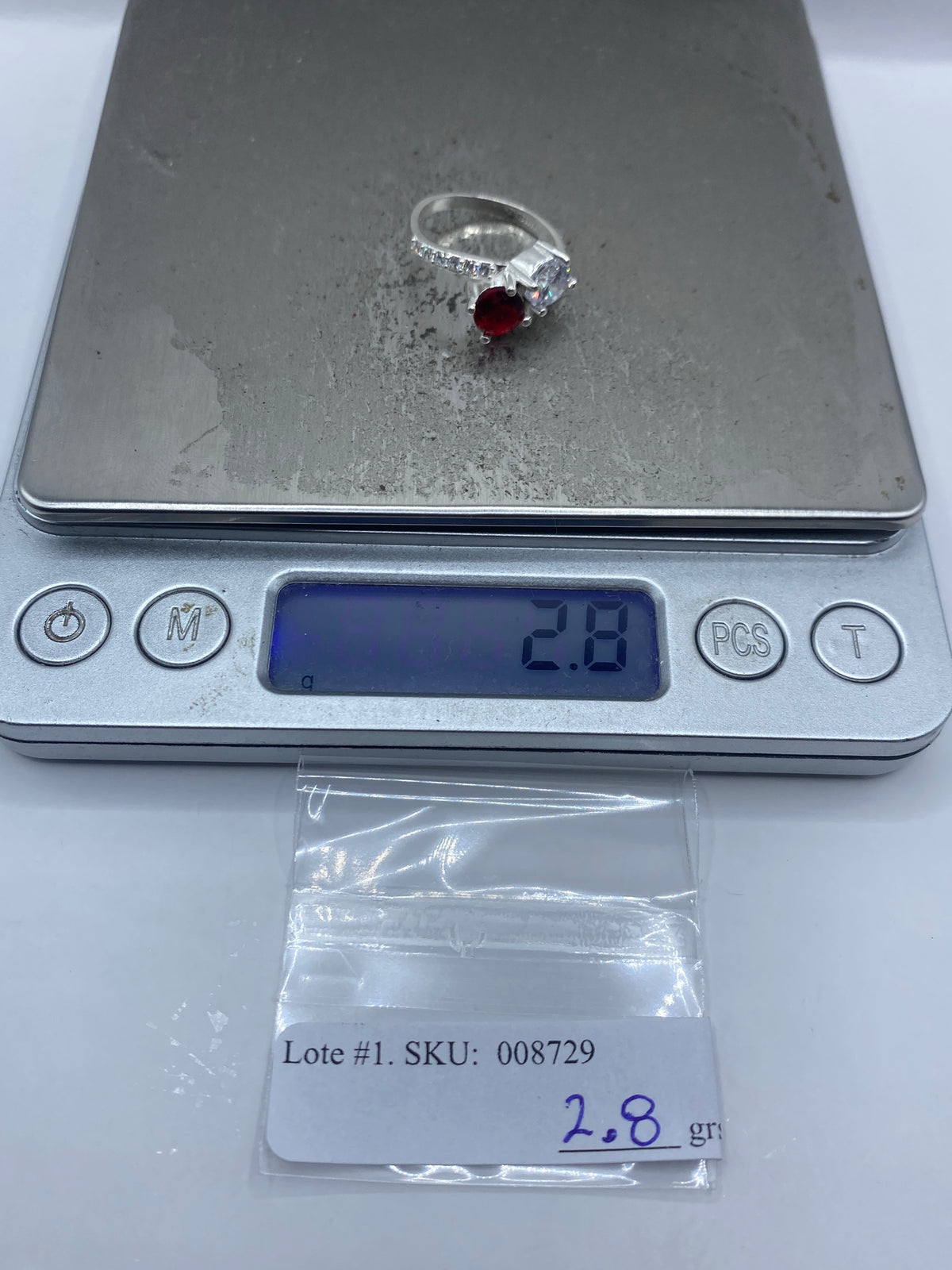 Anillo de Plata Dual Circonia Roja y Blanca — Taxco 925 — foto 7