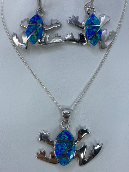 Aretes rana de plata 925 con ópalo de fuego verde olivo brillante