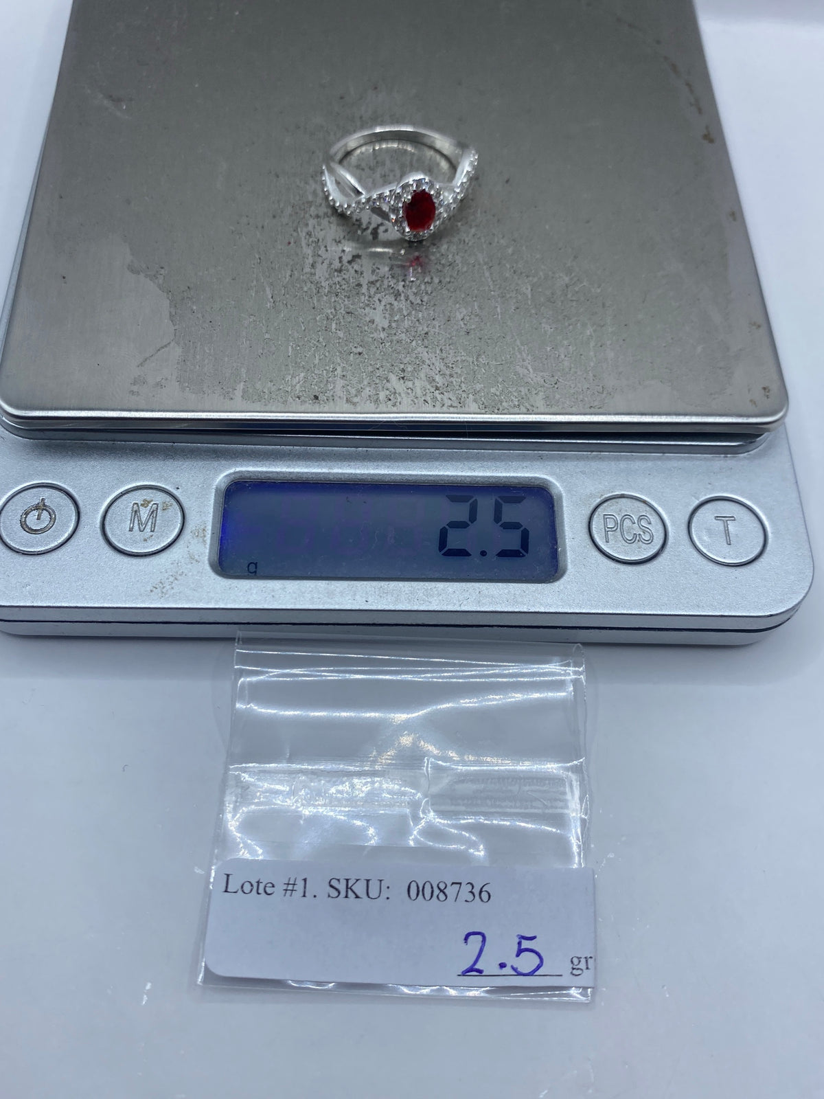 Anillo Plata 925 Circonia Roja con Micro-Circonia — Taxco — foto 7