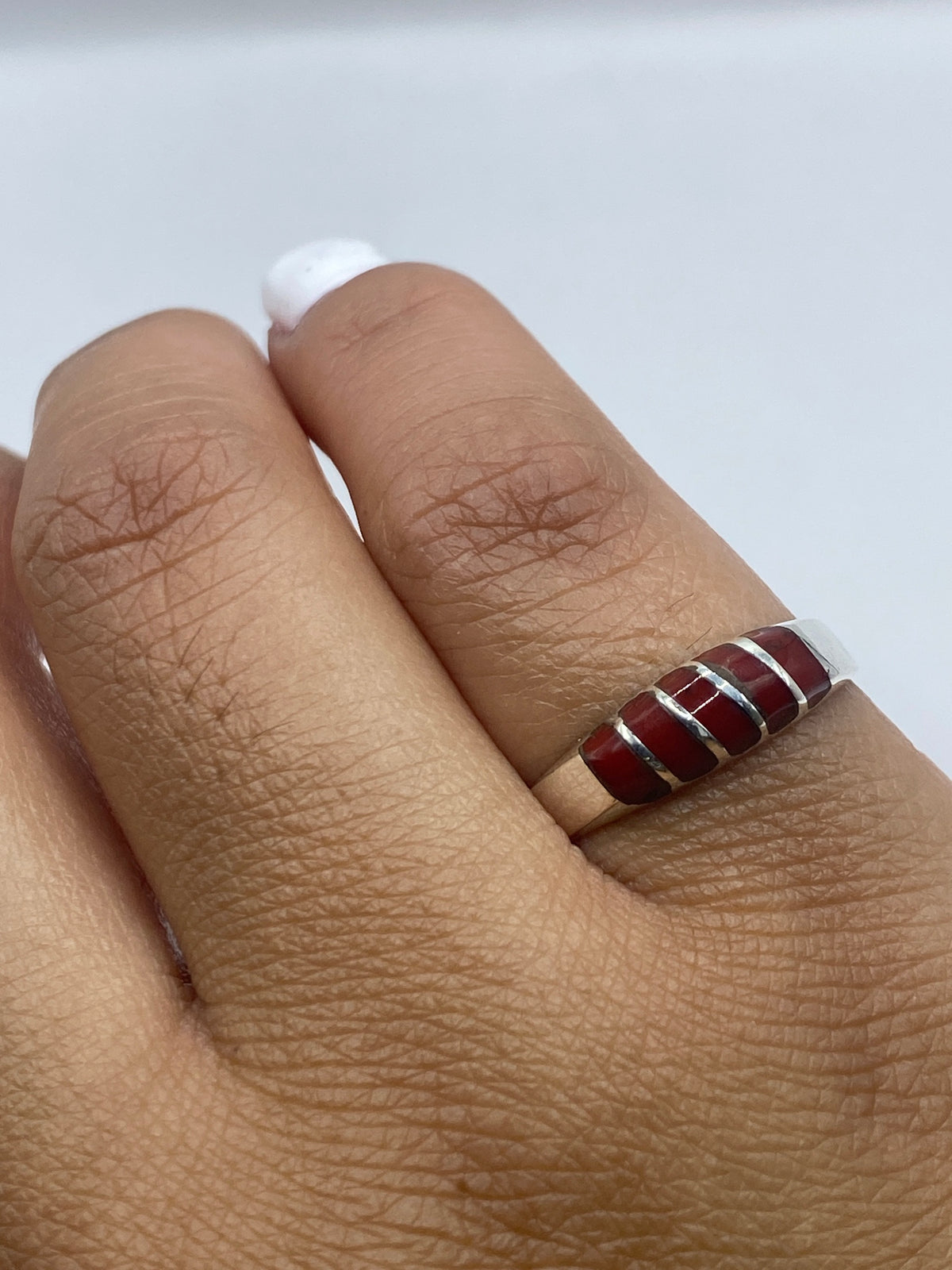 Anillo de Plata Coral Rojo Geométrico — Taxco 925 — foto 6