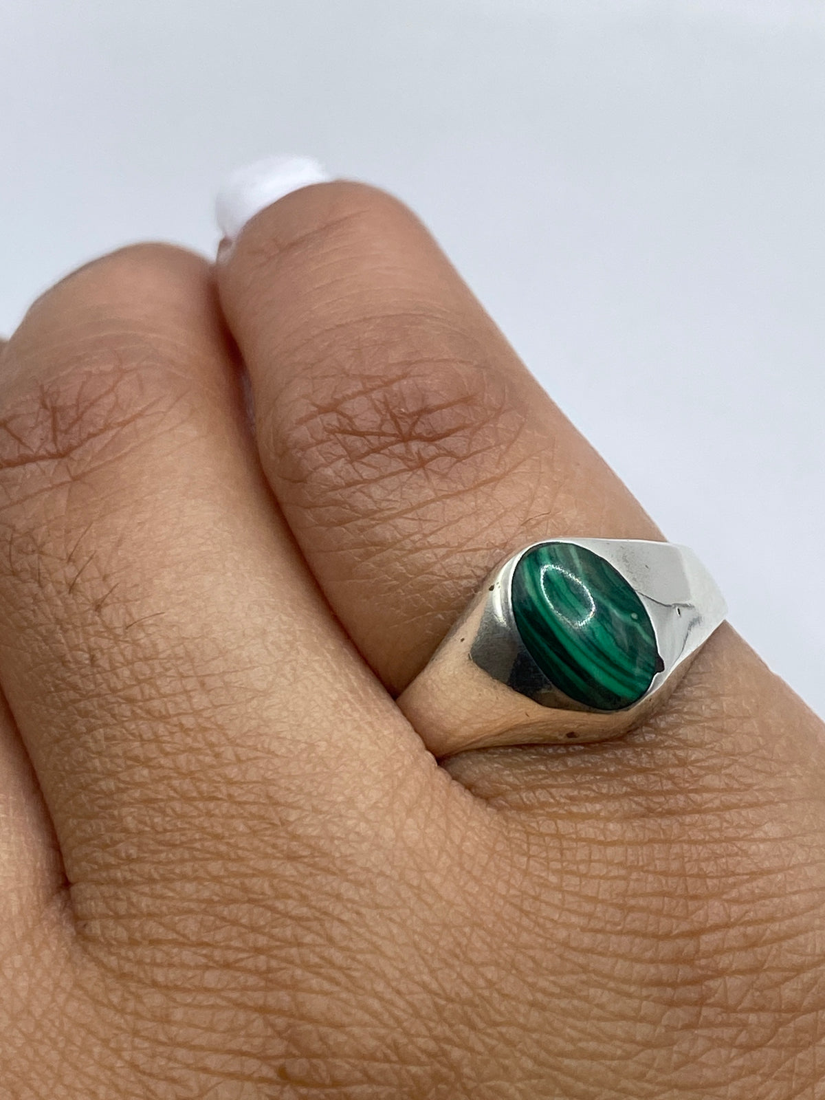Anillo de Plata 925 con Malaquita — Diseño Minimalista — foto 6
