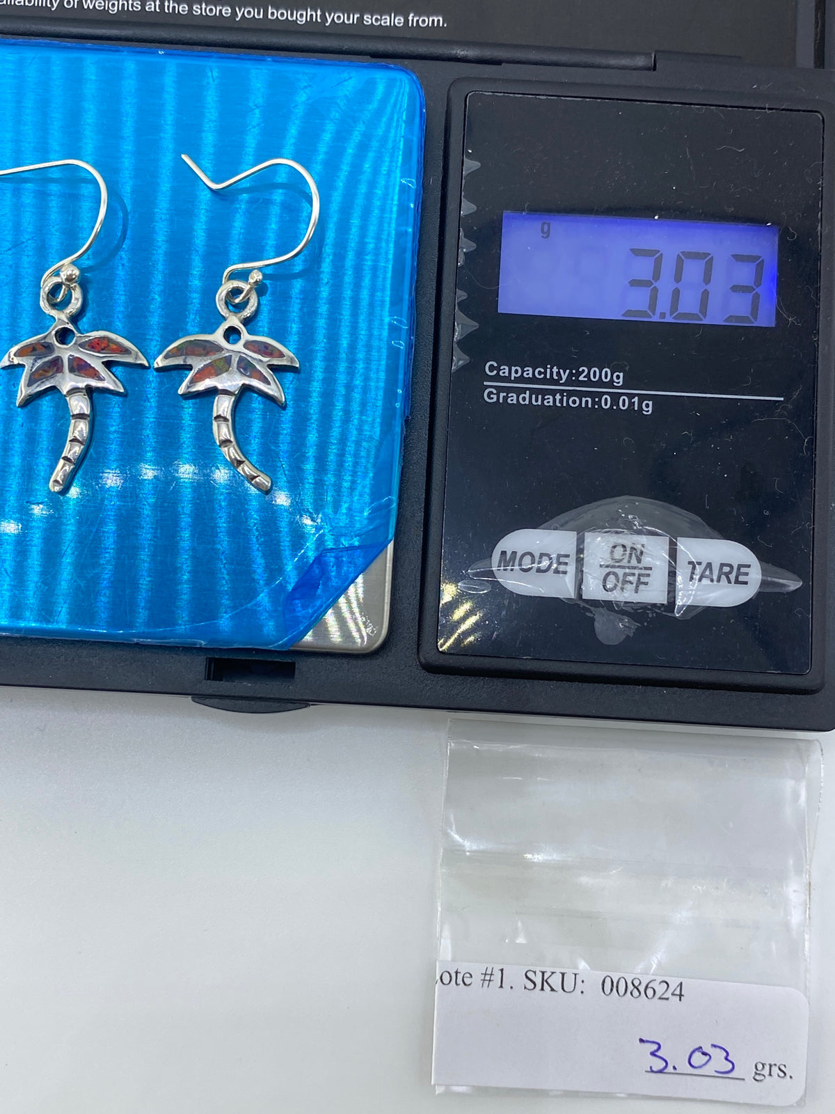 Aretes Plata Palmera con Ópalo de Fuego — Taxco 950 — foto 6