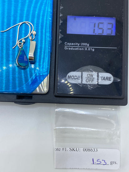 Aretes Gota de Plata con Ópalo de Fuego Verde — foto 6