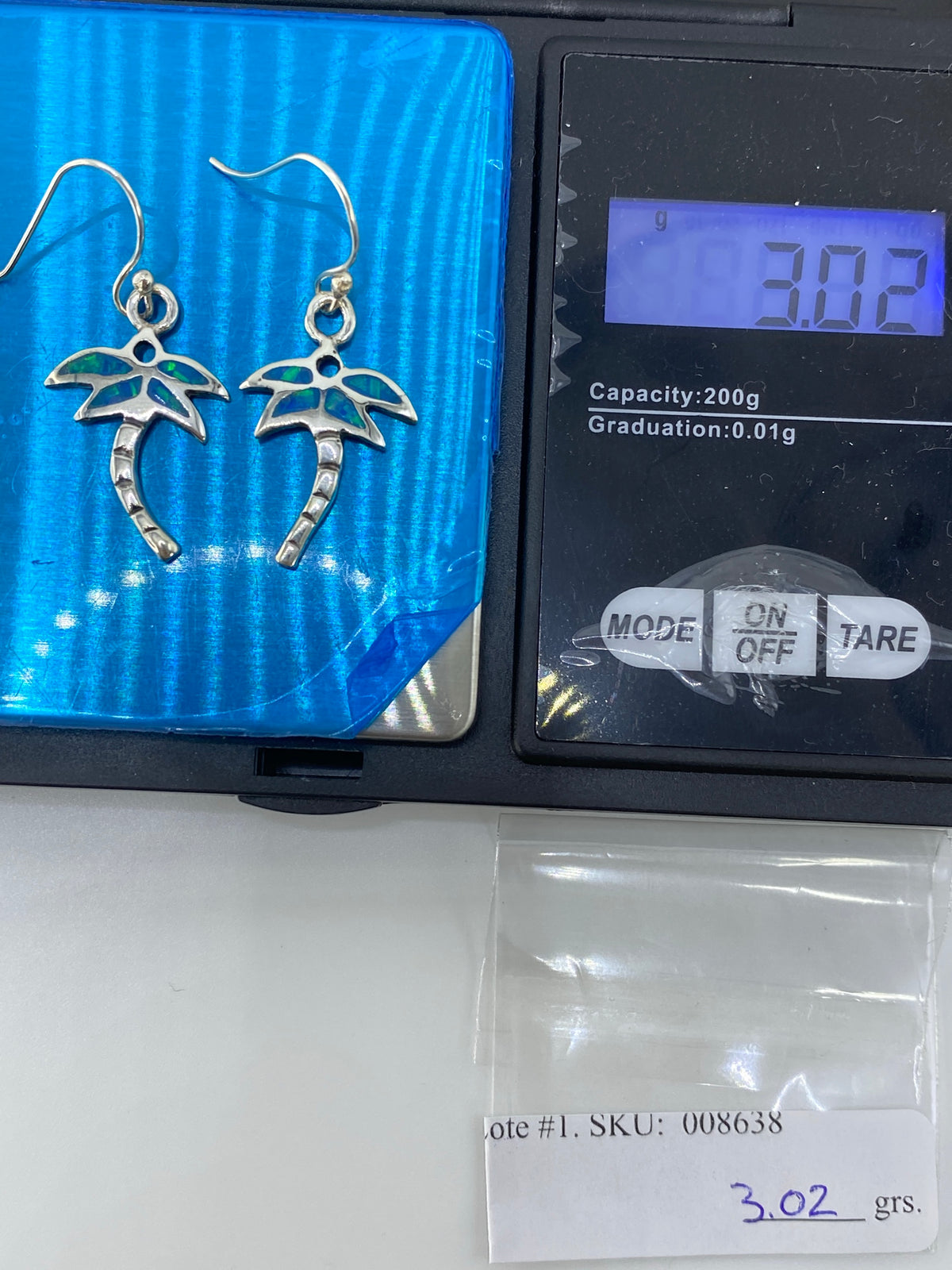 Aretes Palmera de Plata 950 con Ópalo de Fuego — foto 6